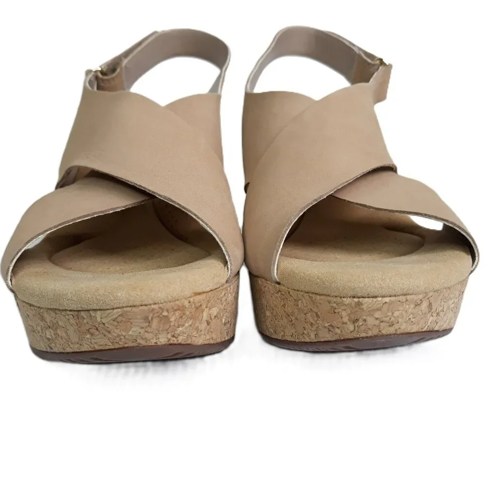 Clarks Annadel Eirwyn Wedge Nubuck Sandal Sand 9.5